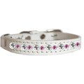 Petpal Posh Jeweled Cat Collar; White with Bright Pink - Size 10 PE815115